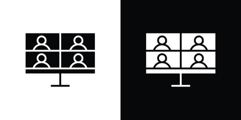 Online meeting icon. simple glyph icon. Vector solid isolated black illustration.