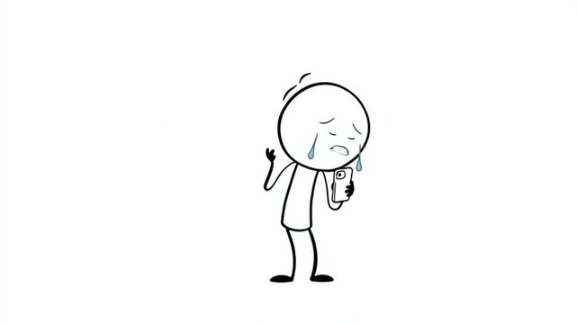 Sad Person Shedding Tears While Holding Phone