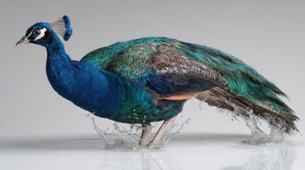 Obraz premium Peacock splashing in water (2)