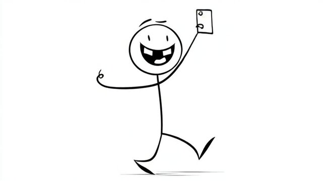 Happy Person Running Joyfully with Smartphone