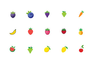 set of fruits and berries