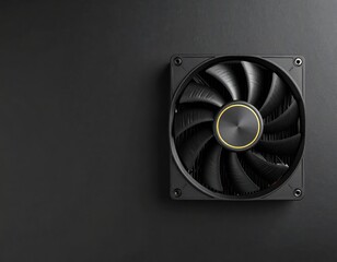 a close up of a fan on a black surface with a black background