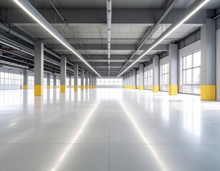 there is a large empty room with yellow and white walls
