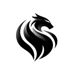 Abstract black and white stylized animal .