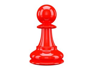 Glossy red game pawn on a black background 