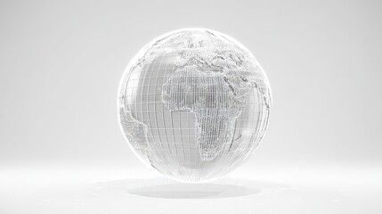 Rotating 3 D Wireframe Earth Globe on White Background isolated on a transparent background