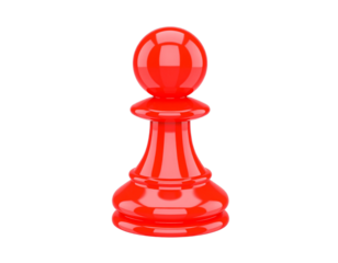 Glossy red game pawn on a black background
