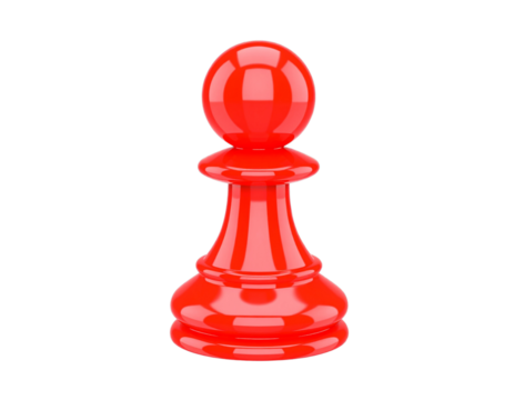 Glossy red game pawn on a black background