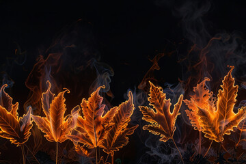 Burning, neon autumn leaves.