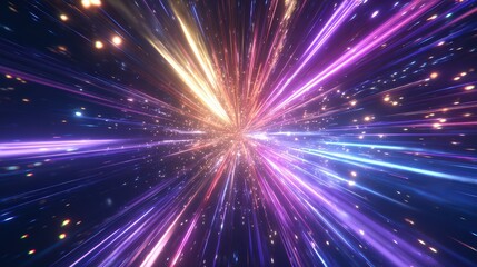 Fototapeta premium Vibrant Purple Pink Blue Light Rays Starburst Animation isolated on a transparent background