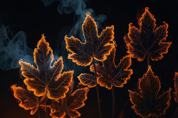 Burning, neon autumn leaves.