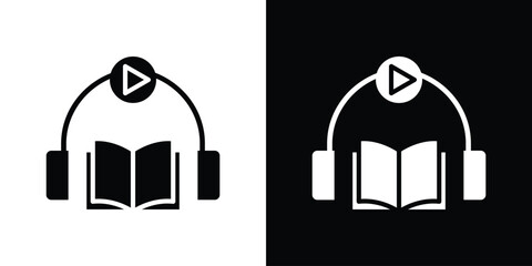 Obraz premium Audio book icon. simple glyph icon. Vector solid isolated black illustration.