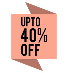 online shopping banner with up to 40 percent off, exclusive discount sticker, price reduction deal, retail sale motion graphic