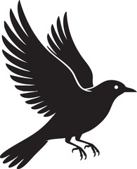 Black Bird in Flight Silhouette Illustration Spreading Wings Elegantly Graphic Design Element Vector Image Ideal for Logos and Icons