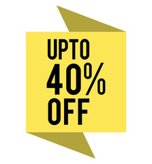 save up to 40 percent on your purchase, unique price reduction sticker, promotional banner for a new product, vector element