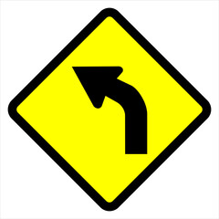 Indonesian Road Sign : Left turn warning sign