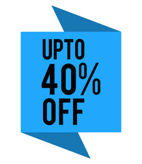 a high-quality up to 40% off vector tag, orange and black typography, modern sale promotion banner for online retail stores