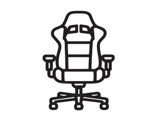Contemporary gaming chair icon in clean minimal outlined design