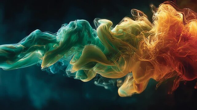 Mesmerizing dance of colorful smoke in dark atmosphere at high resolution