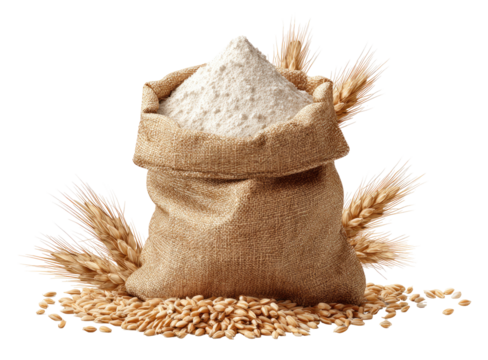 Sack of flour with wheat