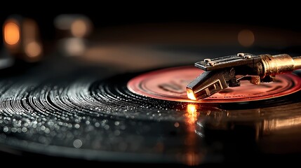 Black vinyl record on its sleeve, capturing the tactile beauty of analog music in a simple still life.