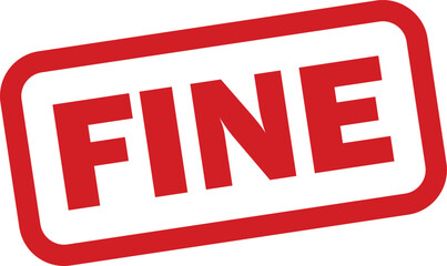 Fine stamp icon isolated on white background . Red fine stamp label icon . Vector