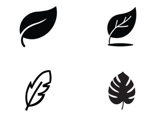 Four Simple Leaf and Feather Icons