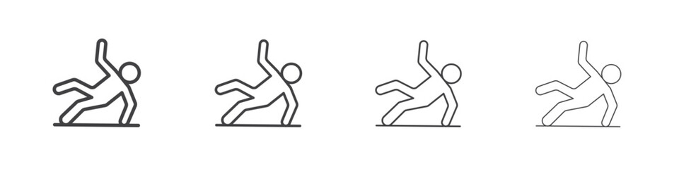 Slippery floor icon symbol pictogram. outline black style