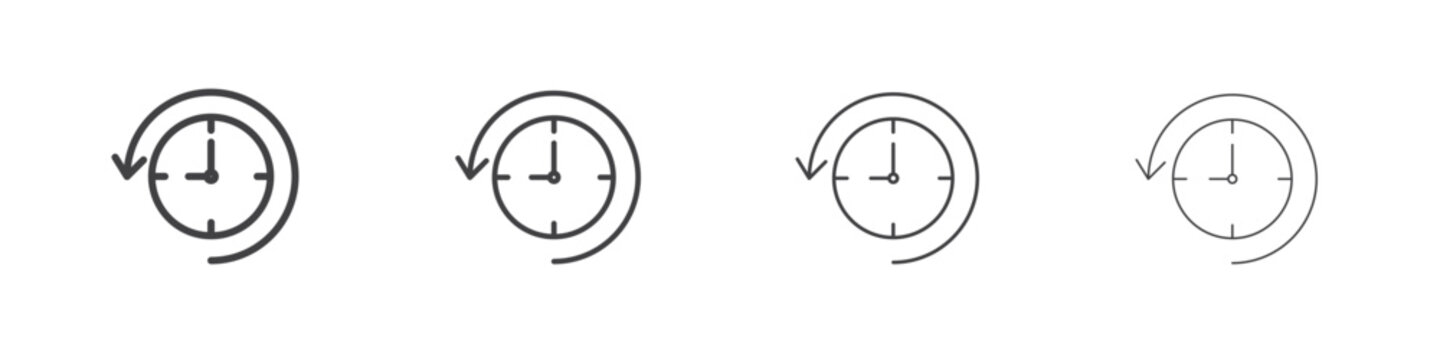 Rewind time icon symbol pictogram. outline black style