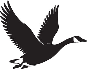 Dramatic Silhouette of a Canada Goose in Flight Graphic Bird Design Nature Wildlife Illustration Ornithology Theme Conservation Concept