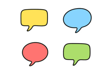 Colorful speech bubbles in various shapes and sizes for graphic design projects and creative communication