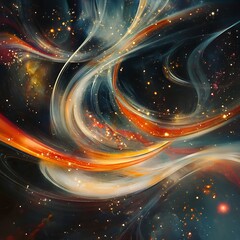 Obraz premium Ethereal waves of energy form interstellar flow trail high resolution picture