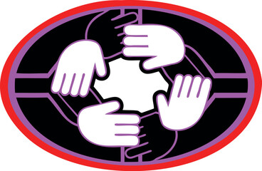 Fototapeta premium Hand holding a stop sign and a red heart vector illustration icon silhouette design symbol