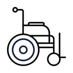 Wheelchair and heart outline icon with red heart detail