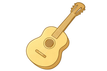 Musical wooden guitar resting on transparent surface, showcasing classic design for creative graphic needs