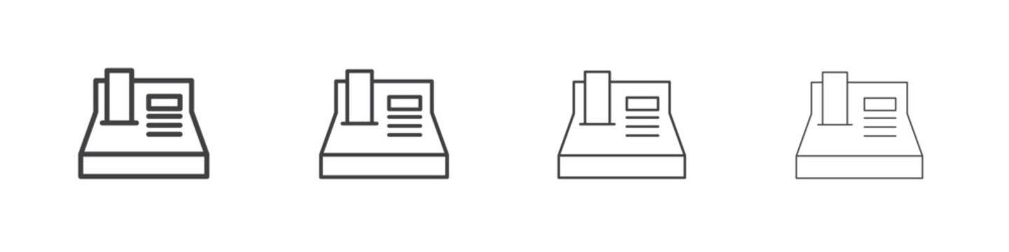 Money counting machine icon symbol pictogram. outline black style