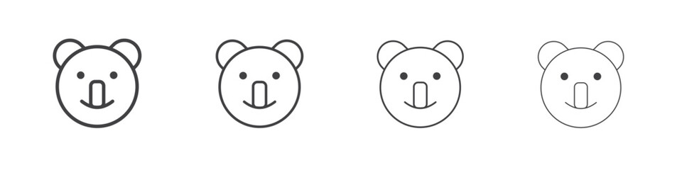 Koala head icon symbol pictogram. outline black style