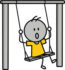 Naklejka premium Stick figure on swing set illustration vector art design