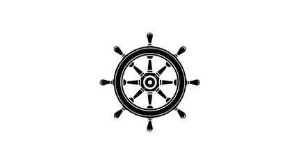 Fototapeta premium Nautical Ship Steering Wheel Design Vector Graphic for Marine and Maritime Themes Black on White Background