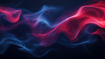 Fototapeta premium Abstract red and blue smoke waves on black background. (1)