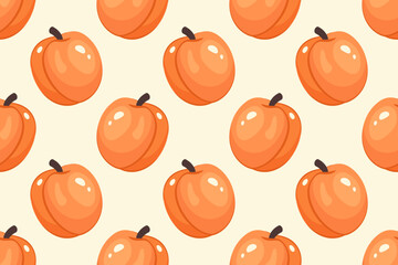 Fruit Seamless pattern. Apricot background. Whole Ripe apricot. Repeatable texture with fresh juicy vitamin. Vector illustration for print, for wallpaper, textile, print, packaging, backdrop