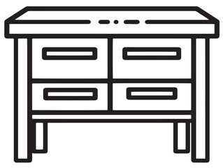 Decorative kitchen island illustration with modern outlined vector style