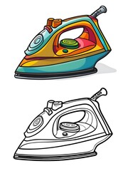 Colorful Cartoon Iron and Line Art Version