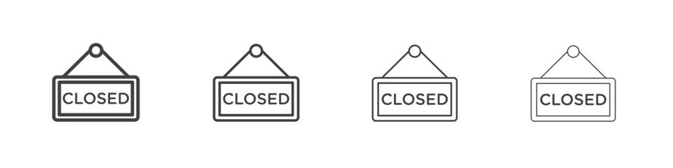 Closed sign icon symbol pictogram. outline black style