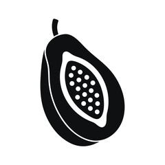 Papaya fruit silhouette icon isolated on white background.