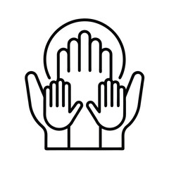 Helping hands outline icon on white background