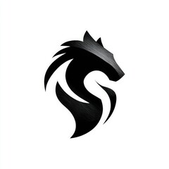 Obraz premium Stylized black silhouette of a wolf's head.
