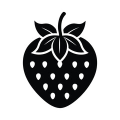 Black strawberry silhouette isolated on white background