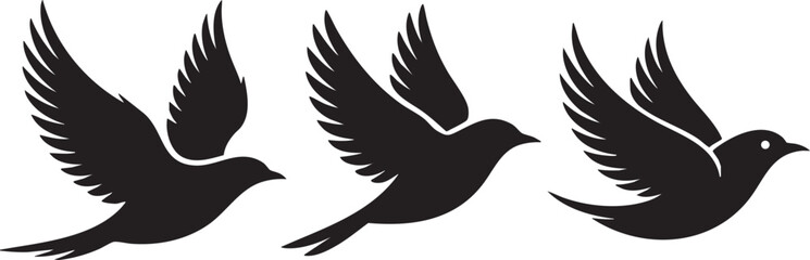 Three silhouettes of birds in flight graceful and symbolic illustration of freedom and aspiration set against a clean backdrop