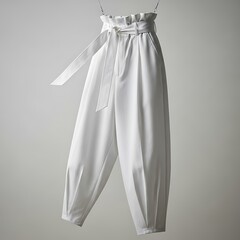 Elegant wide-leg white pants with belt detail in a fashion setting